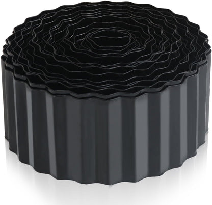 Metal Corrugated Garden Edging, 4" x 50Ft Landscape Edging for DIY Flower Beds, Flexible Bender Border for Lawn, Garden and Yard, Sturdy Galvanized Garden Edging, Black