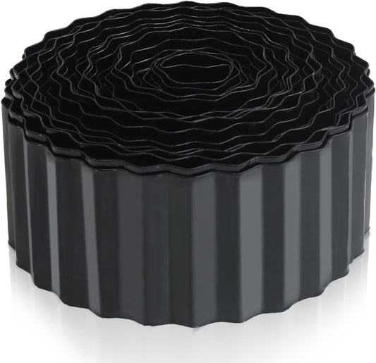 Metal Corrugated Garden Edging, 4" x 50Ft Landscape Edging for DIY Flower Beds, Flexible Bender Border for Lawn, Garden and Yard, Sturdy Galvanized Garden Edging, Black
