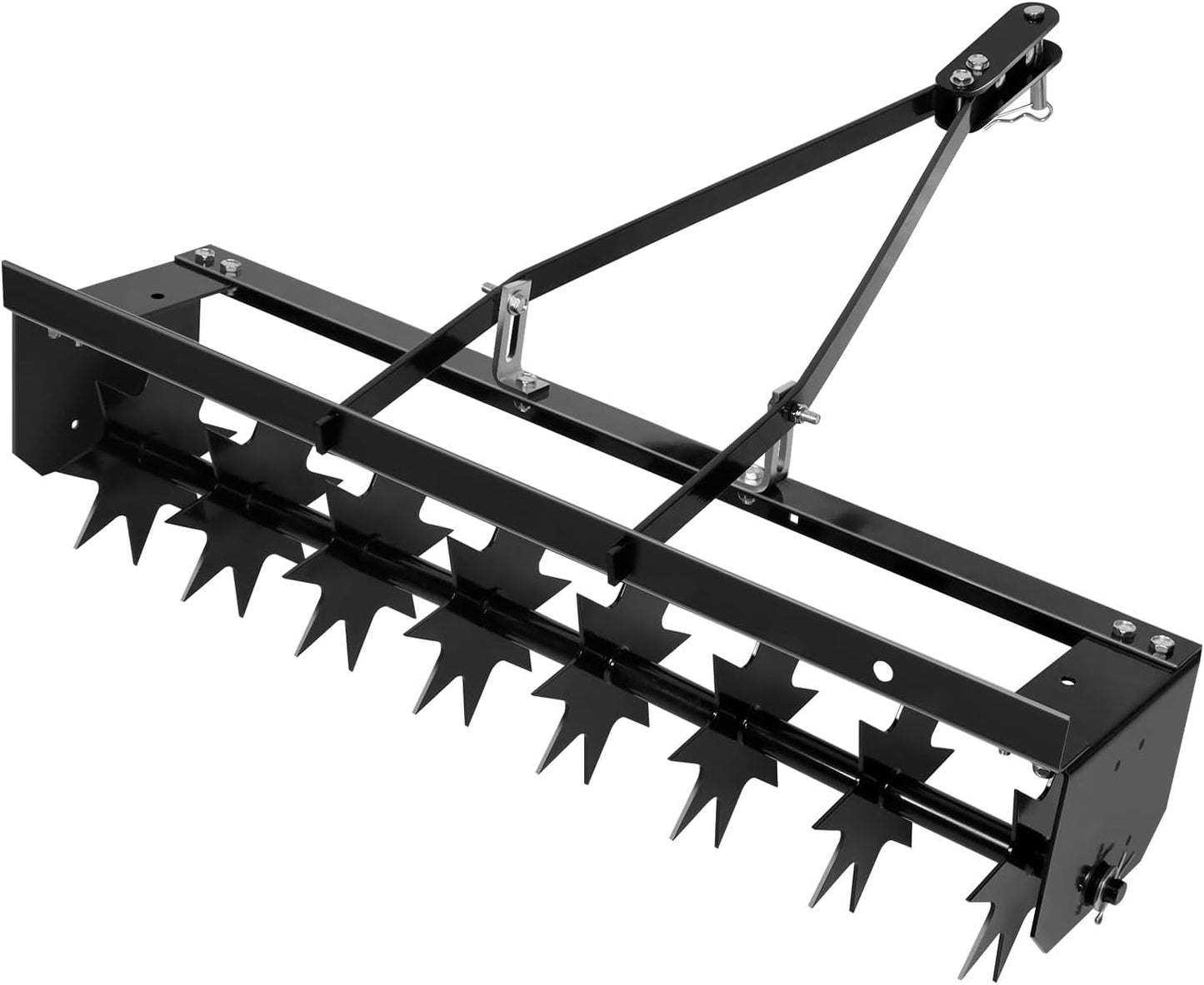32" Tow Behind Lawn Aerator with Galvanized Steel Tines and Wide Tow Bar Black Lawn Aerator, Soil Penetrator Spikes Tractor for Home Yard Farm Use