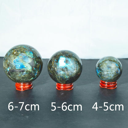5-6CM/1.97-2.36inch Natural Crystal Ball Labradorite Sphere Moonstone Stone Crafts Polished Decorative Sphere Reiking Healing Crystals Ball Stone Fengshui Home Decoration(50-60mm, Labradorite)