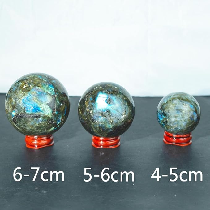 4-5CM/1.58-1.97inch Natural Crystal Ball Labradorite Sphere Moonstone Stone Crafts Polished Decorative Sphere Reiking Healing Crystals Ball Stone Fengshui Home Decoration (40-50mm, Labradorite)