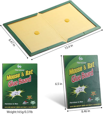 Kensizer 12-Pack Mouse Rat Glue Trap, Super Sticky Adhesive Glue Board Traps for Mice Rats Catches Indoor&Outdoor, Trampas para Ratones, Extra Strength Heavy Duty Large Size Pads