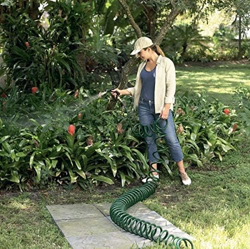 Flexon 1/2" x 25ft Coil Garden Hose – Compact, Kink-Resistant, Lightweight, Space-Saving Design, Durable and Weather-Resistant Watering Hose for Small Yards and Gardening (Pack of 12)