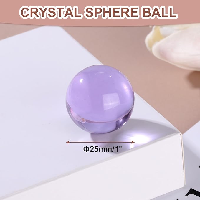 uxcell 25mm/1" Crystal Sphere Ball Glass Solid Decorative Sphere Crystal Ball Prop Ornament for Feng Shui Divination Fortune Telling Tabletop Fountain Decoration, Purple