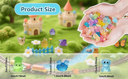 150/200 Mini Resin Animals Variety Pack Kit, 30 Types Tiny Resin Animals Figures, Hide Mini Figures Micro Landscape Ornaments Fairy Garden Accessories