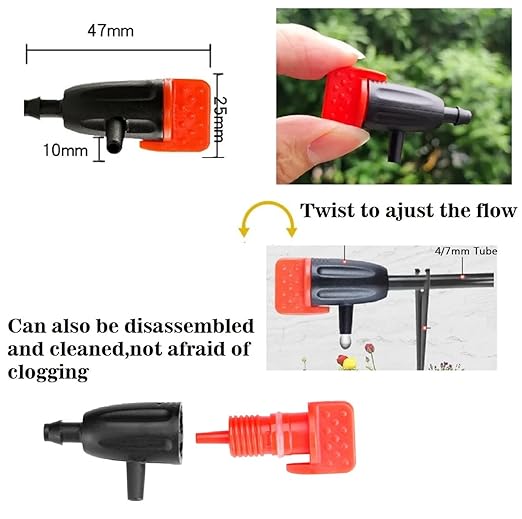 Drip Emitters for 1/4" Drip Irrigation Tubing,Garden Irrigation Dripper, Irrigation Drip Emitters Adjustable Water Flow Drippers Garden Succulent Watering Dripper Sprinkler for (4-7mm) Hose (30)