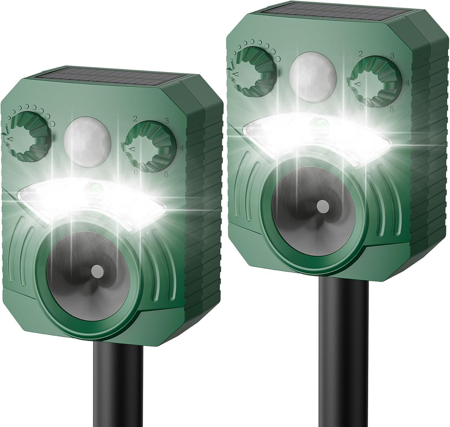 Deer Repellent Device 2 Pack Cat Repellent Outdoor Dog Repellent for Yard Solar Animal Repeller Ultrasonic Squirrel Repeller Waterproof Racoon Fox with Motion Activated Sensor Flashing Light 5 Modes