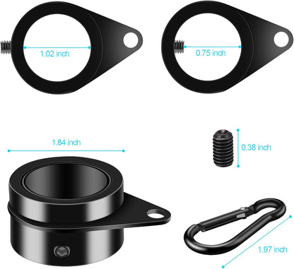 Flag Pole Rings, 1" Spinning Flagpole Ring Clips, 2 Pcs Aluminum Alloy & Steel 360° Rotating Anti Wrap Flag Mounting Rings with Snap Carabiners for 0.75-1.02 Inch Diamete Flagpole (Φ1, Black)