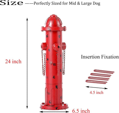 24" H Metal Fire Hydrant for Dogs to Pee On, Vintage Mid & Large Dog Fire Hydrant Pee Post for Outdoor Decor