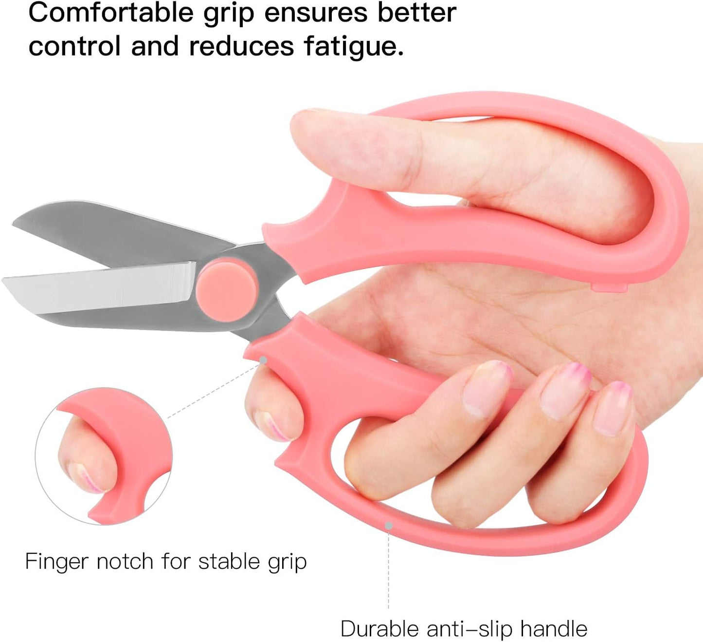 Housolution Flower Scissors, Strong Floral Shears, Premium Steel Garden Pruning Shears Floral Fruits Leaf Scissors Hand Pruner Snip Trimming Tool for Gardening Flower Arrangement, Pink