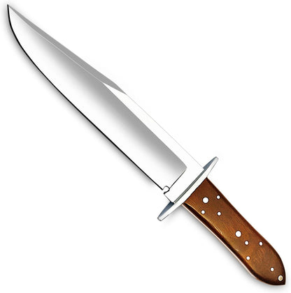 Handmade D2 Steel 14 Inches Full Tang Bowie Knife with leather sheath, Hunting knife with Wood Handle and steel Guard Ideal for Bushcraft, Camping, Survival, Hunting & outdoor use (I9S6)