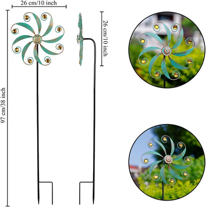 Stargarden Wind Spinner, Metal Outdoor Wind Sculptures & Spinners, Small Garden Pinwheels for Yard and Garden Decor
