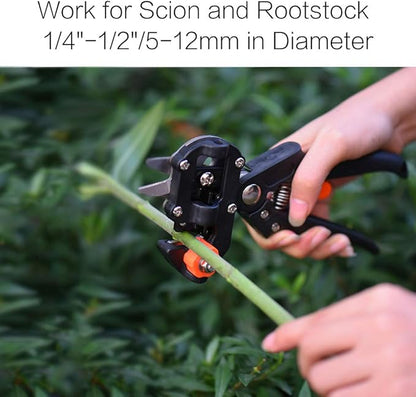 FUNTECK 2-in-1 Grafting Tools Pruner Kit, V-Graft Omega-Graft and U-Graft, Perfect for Fruit Tree Grafting, Including Grafting Tapes, Grafting Knife & Replacement Blades
