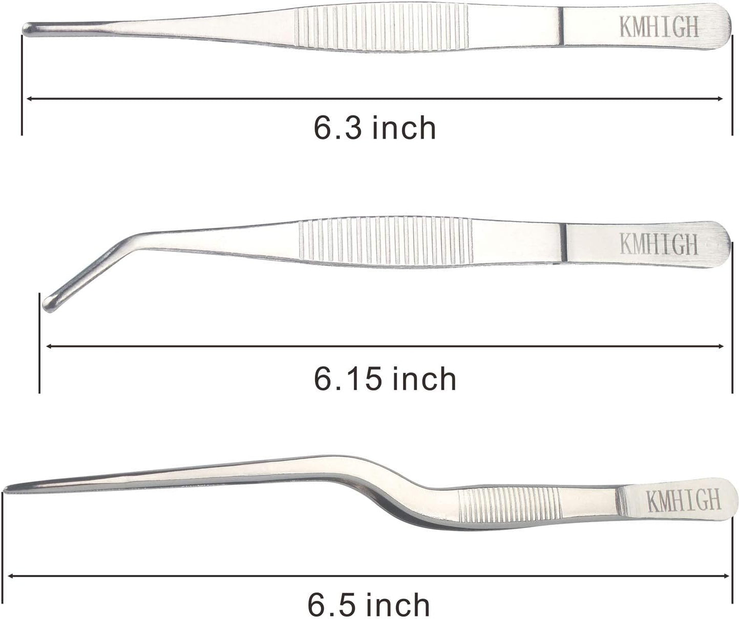 Stainless Steel Tweezers Set, For Small Gardening and Kitchen, Multi-Purpose Tools. (3Pcs, 6.15Inches / 6.3Inches / 6.5Inches)