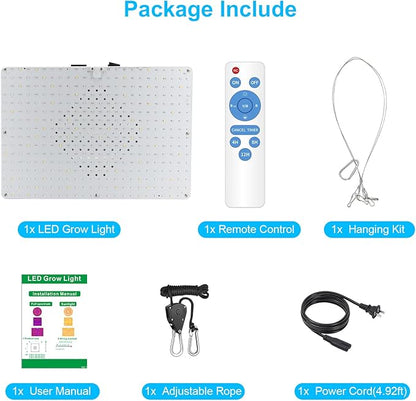 Remote Control LED Grow Light for Indoor Plants, Full Spectrum Plant Light for Indoor Growing with 3 Lighting Modes, Stepless Dimmable Hanging Grow Lights with High Yield Diodes for Seedlings Veg
