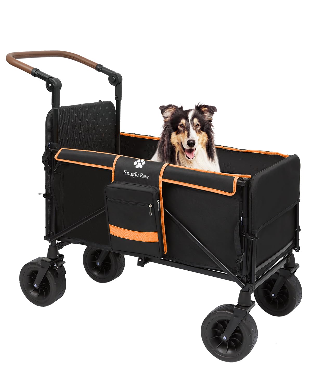 Snagle Paw Dog Wagon for Medium Large Dogs up to 200lbs | All Terrain Foldable Large Pet Stroller with Ramp & Tailgate (Extra Space), Dog Wagon Cart Adjustable Handle & One-Step Brake