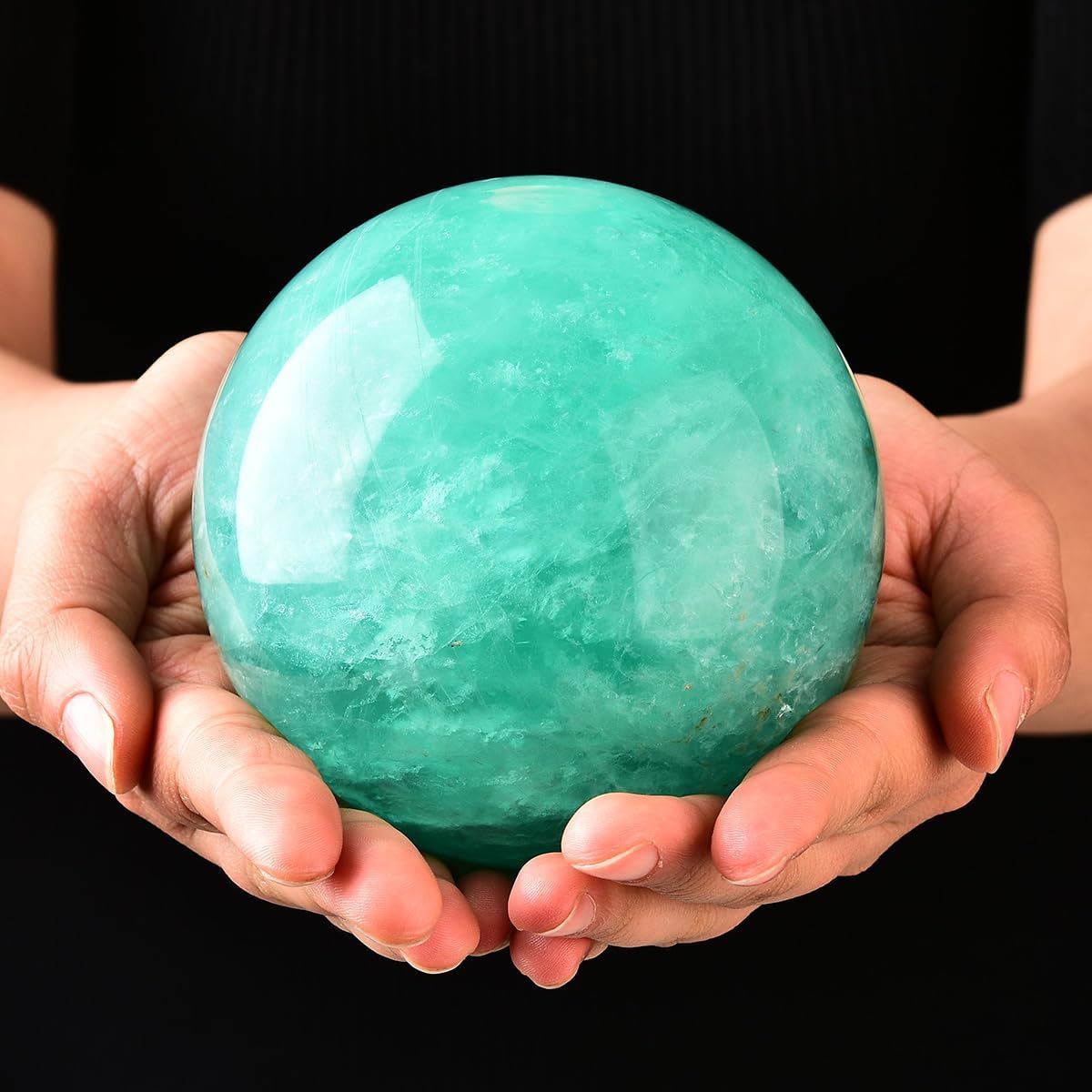 Large Green Fluorite Crystal Ball with Stand Natural Crystals Sphere Gemstone Ball Meditation Witchcraft Home Decor 110-120mm/4.3-4.7"