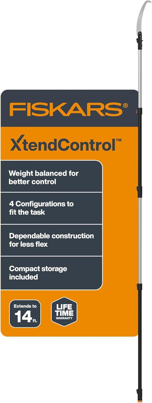 Fiskars XtendControl Extendable Tree Pruner (14 ft), Adjustable Branch Trimmer with 15" X2 Hook