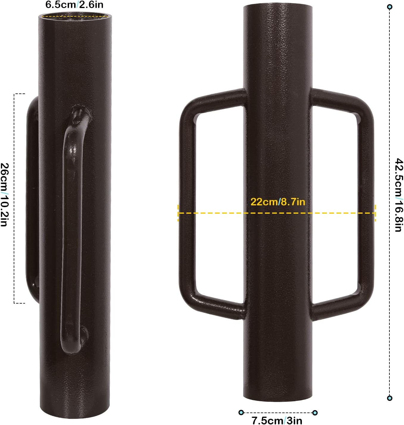 Urban Deco Fence Post Driver with Handle Steel Head Fence Post Driver 16.8 Inch T Post Driver/Rammer Brown Hand Heavy Duty Post Pounder