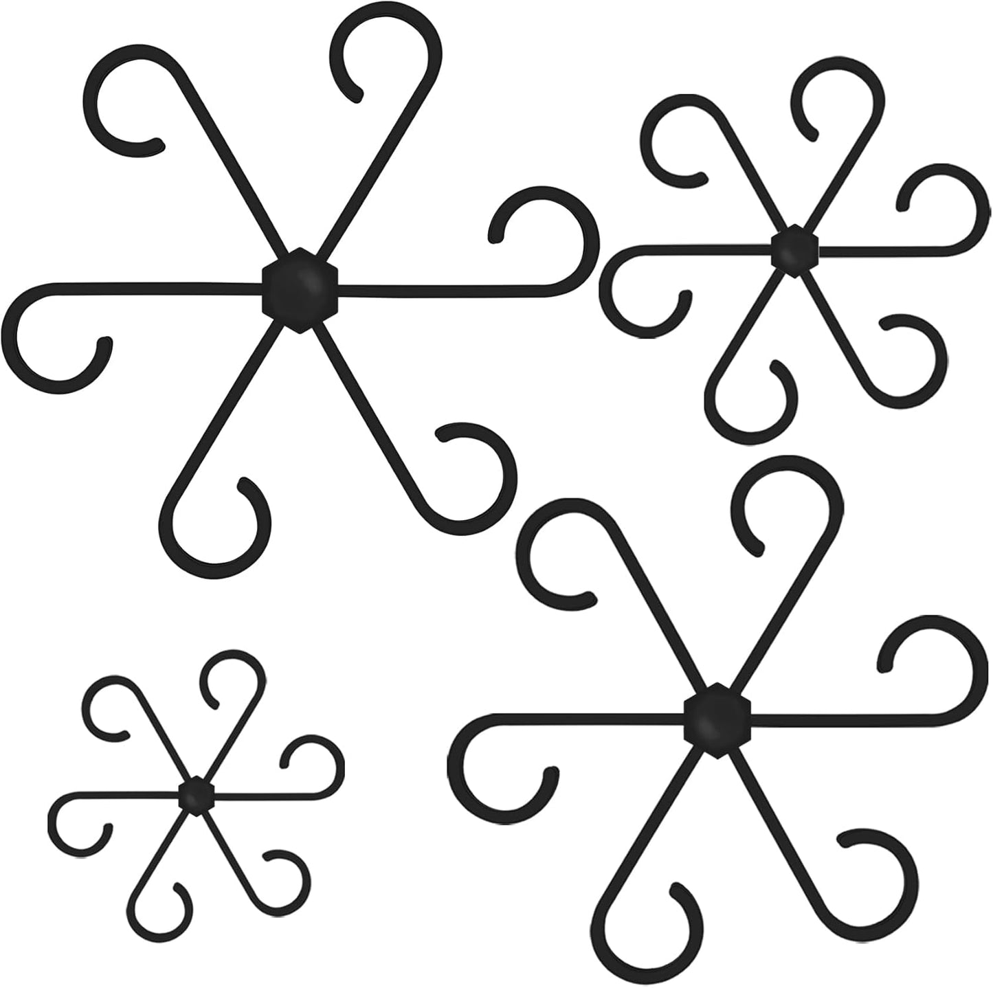 4PCS Plant Stem Support, 4 Sizes Climbing Houseplant Stem Holders, Plastic Reusable Flower Trellis Stem Hook Plant Care Growth Accessories for Flower Plants Indoor Outdoor - Black
