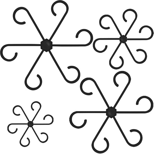 4PCS Plant Stem Support, 4 Sizes Climbing Houseplant Stem Holders, Plastic Reusable Flower Trellis Stem Hook Plant Care Growth Accessories for Flower Plants Indoor Outdoor - Black