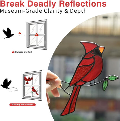 BOXCASA Cardinal Gfits Stained Glass Birds Window Hanging,Cardinal Handmade Ornament Stained Glass Suncatcher for Window,Cardinals Bird Gifts for Bird Lover Women,Memorial Gift for Mother