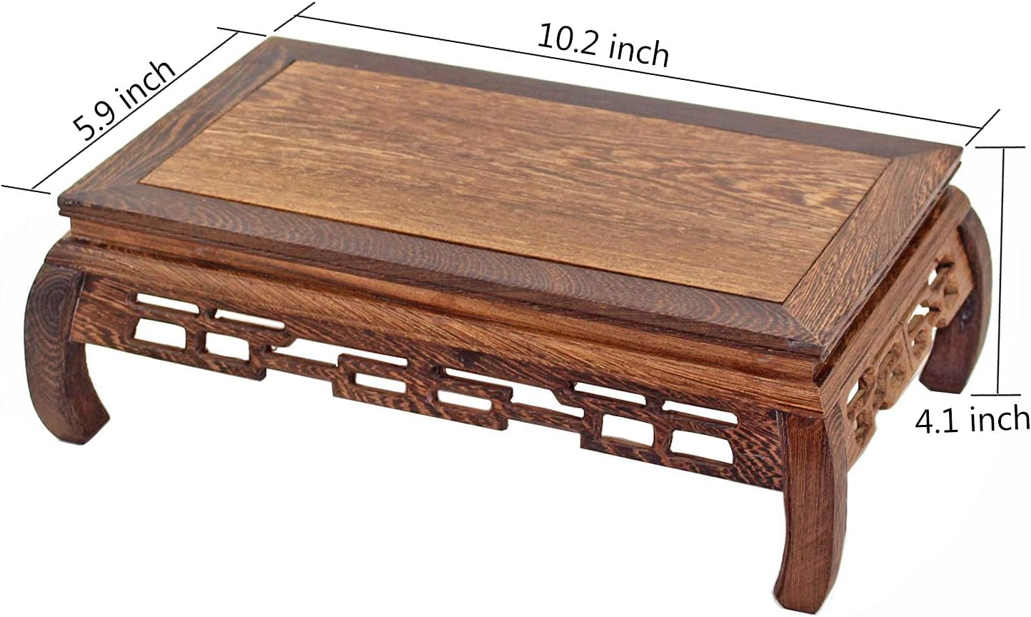 GOLDY&WENDY Oriental Furniture Rosewood Rosewood Pedestal Stand Rectangular Carved Wooden Base Art Antique Furniture Decoration
