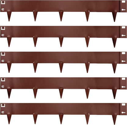 5 Pack Metal Landscape Edging, 42”L x 7”H Brown Bendable Steel Lawn Garden Edging Border, No Dig Edging for Landscaping Yard Pathway (16.5 Ft Total)