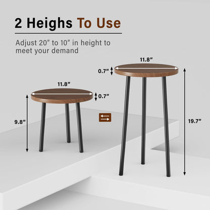 Plant Stand Indoor 2 Pack: Corner Wood 20 Inch Plant Stand Mid Century Modern Decor - Small Round Plant Table for Indoor Plants - Outdoor Plant Holder for Patio Living Room Bathroom Office (Walnut)