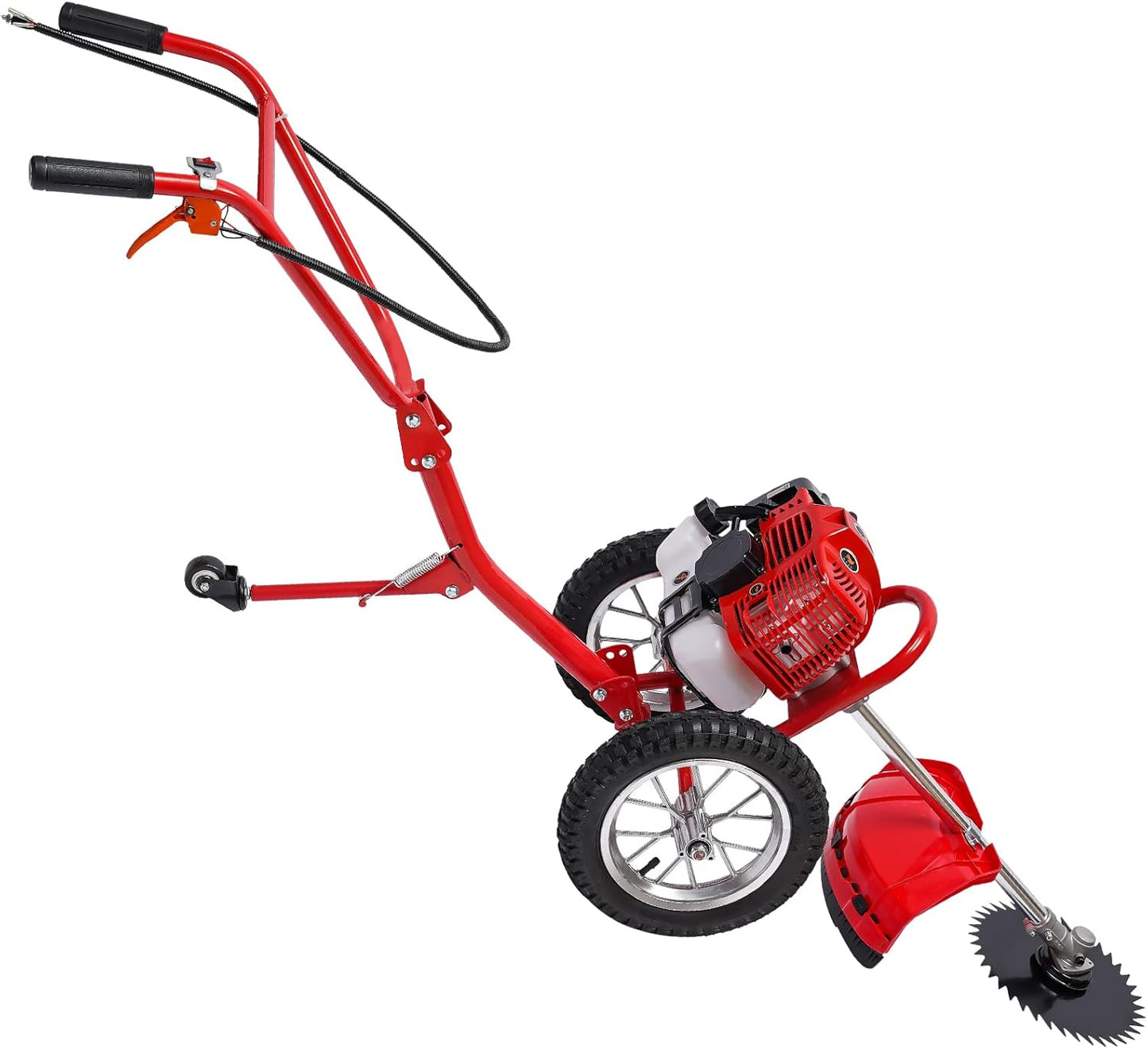 2 Stroke Lawn Mower, 49cc, Gasoline Weed Eater, 6500-7000r/Min High Speed, Hand Push Weed Wacker, Brush Cutter Push Mower Weeding Machine, for Home Yards, Gardens and Small Farms