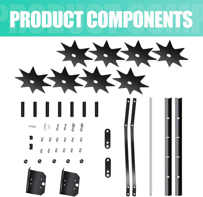 35 Inch Tow Behind Plug Aerator, Pull Behind Lawn Aerator Tool with Star Shaped Brass Nails, Spike Aerator for Lawn Soil Dredging, Yard, Garden Can Be Applied