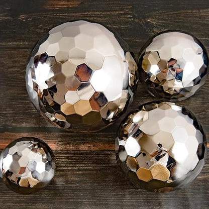 304 Stainless Steel Gazing Ball Sculptures Diamond Ball Decoration Mirror Hollow Decor Ball Reflective Garden Sphere Hollow Metal Ball Ornament Statues Gazing Globe for Home Garden (3 inch)