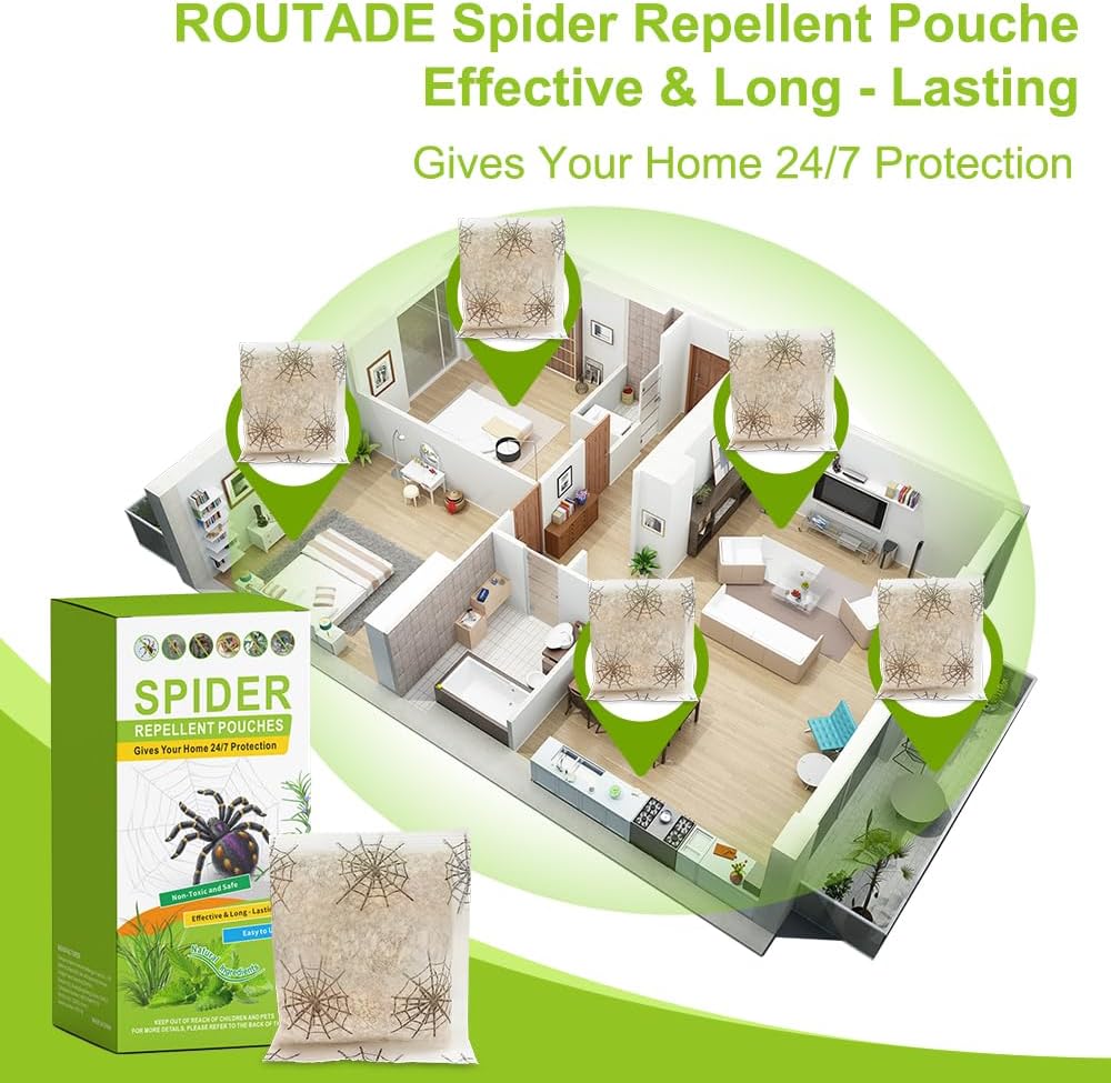 15 Pack Natural Spider Repellent Indoor Use Made with Plant-Based Ingredients, Powerful Spider Repellent Pouches for House Garage to Get Rid of Spiders Outdoor Indoor, Easy to Use, Safe & Non-Toxic
