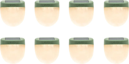 Vego garden Rippled Solar Garden Lights with Auto Sensors Magnetize Securely to Raised Beds, IPX4 Waterproof Outdoor LED Light for Patio & Yard Olive Green, 8 Pack