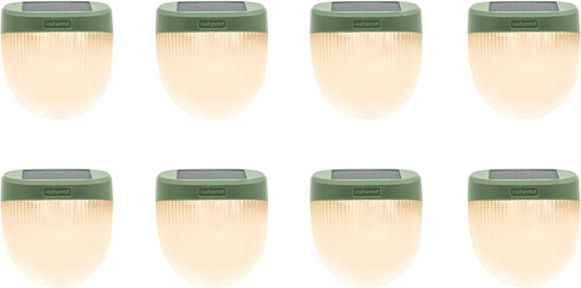 Vego garden Rippled Solar Garden Lights with Auto Sensors Magnetize Securely to Raised Beds, IPX4 Waterproof Outdoor LED Light for Patio & Yard Olive Green, 8 Pack