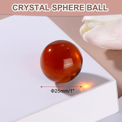 uxcell 25mm/1" Crystal Sphere Ball Glass Solid Decorative Sphere Crystal Ball Prop Ornament for Feng Shui Divination Fortune Telling Tabletop Fountain Decoration, Amber