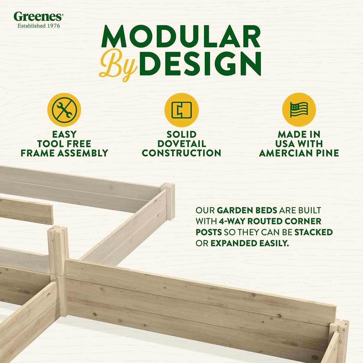 Greenes Fence Original Pine Raised Garden Bed, 8' x 8' x 10.5" U-Shaped Bed - Made in USA with American Pine