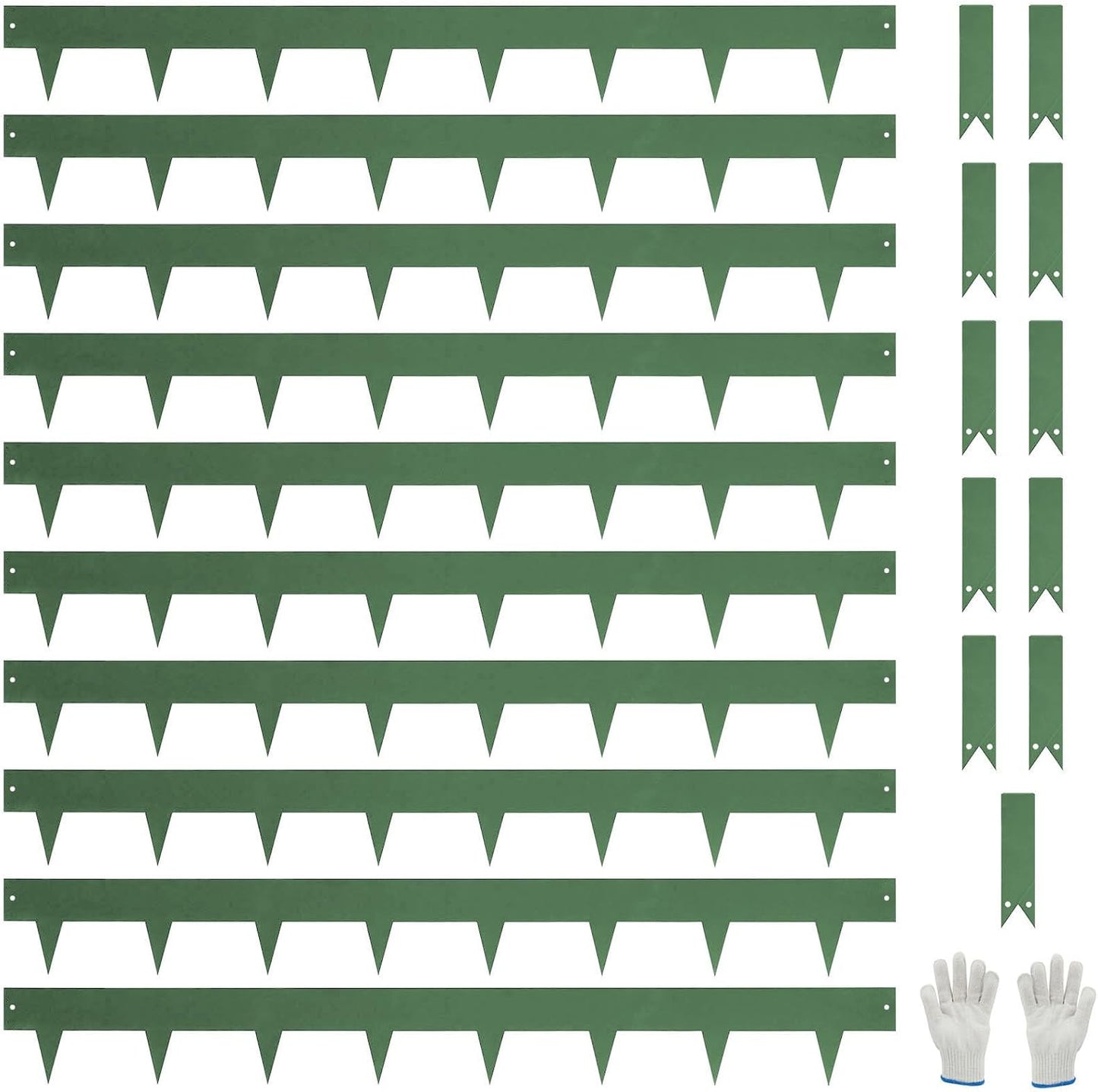 10-Pack Galvanized Steel Landscape Lawn Edging - 4.5 inch Height Green Powder Coated Bendable Metal Strips - Hammer-in Edge Border - Yard Pathway Divider 40 inch Each(33Ft Total), #LYLB45GN-US