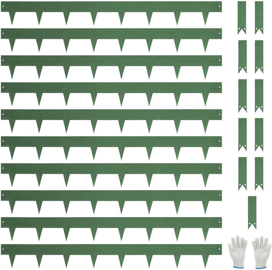 10-Pack Galvanized Steel Landscape Lawn Edging - 4.5 inch Height Green Powder Coated Bendable Metal Strips - Hammer-in Edge Border - Yard Pathway Divider 40 inch Each(33Ft Total), #LYLB45GN-US