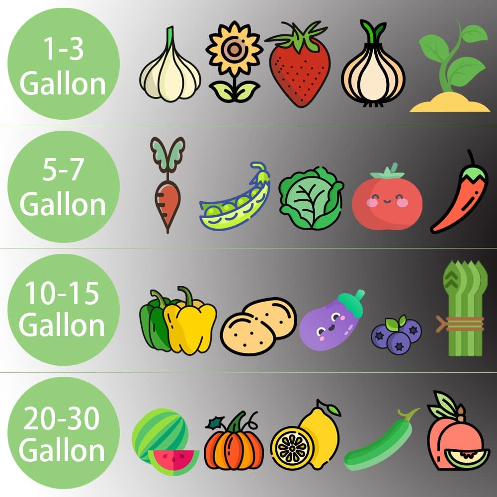 7 Gallon Grow Bags, 5-Pack Fabric Pots 300G Thickened Aeration Non-Woven Grow Bag 7 Gallon with Handles, Garden Bags to Grow Vegetables, Fruits