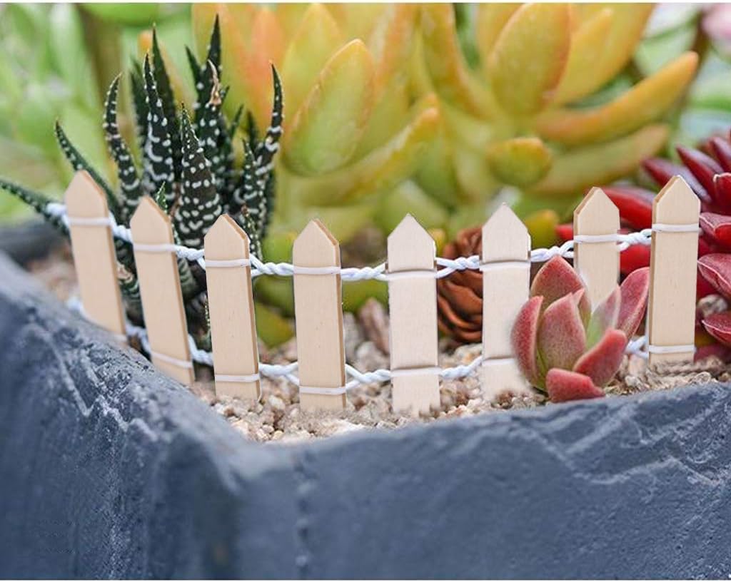 35 Inch 2-Pack Miniature Fairy Garden Fence Wood Decorative Ornament Fence for Dollhouse Succulent Plant Pot DIY Diorama Project Height 2 inch (Wood)