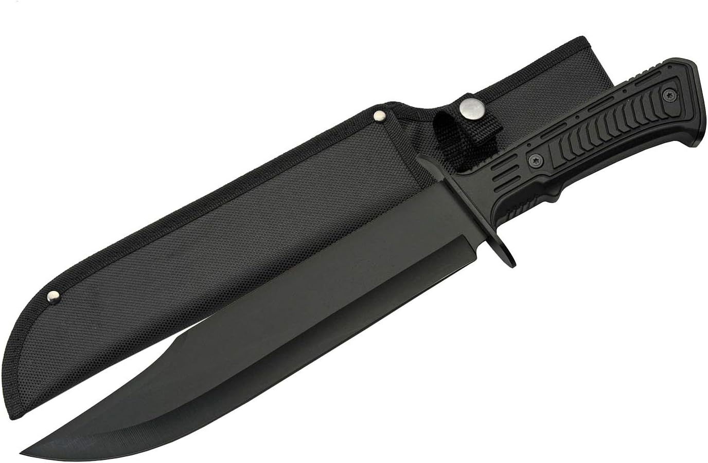 SZCO Full Tang Tactical Bowie Knife 15 Inch - Black Camping Knife with Rubber Handle, Stainless Steel Blade & Sheath - Pocket Knife for Hunting, Camping & Outdoor Uses - Knives for Men