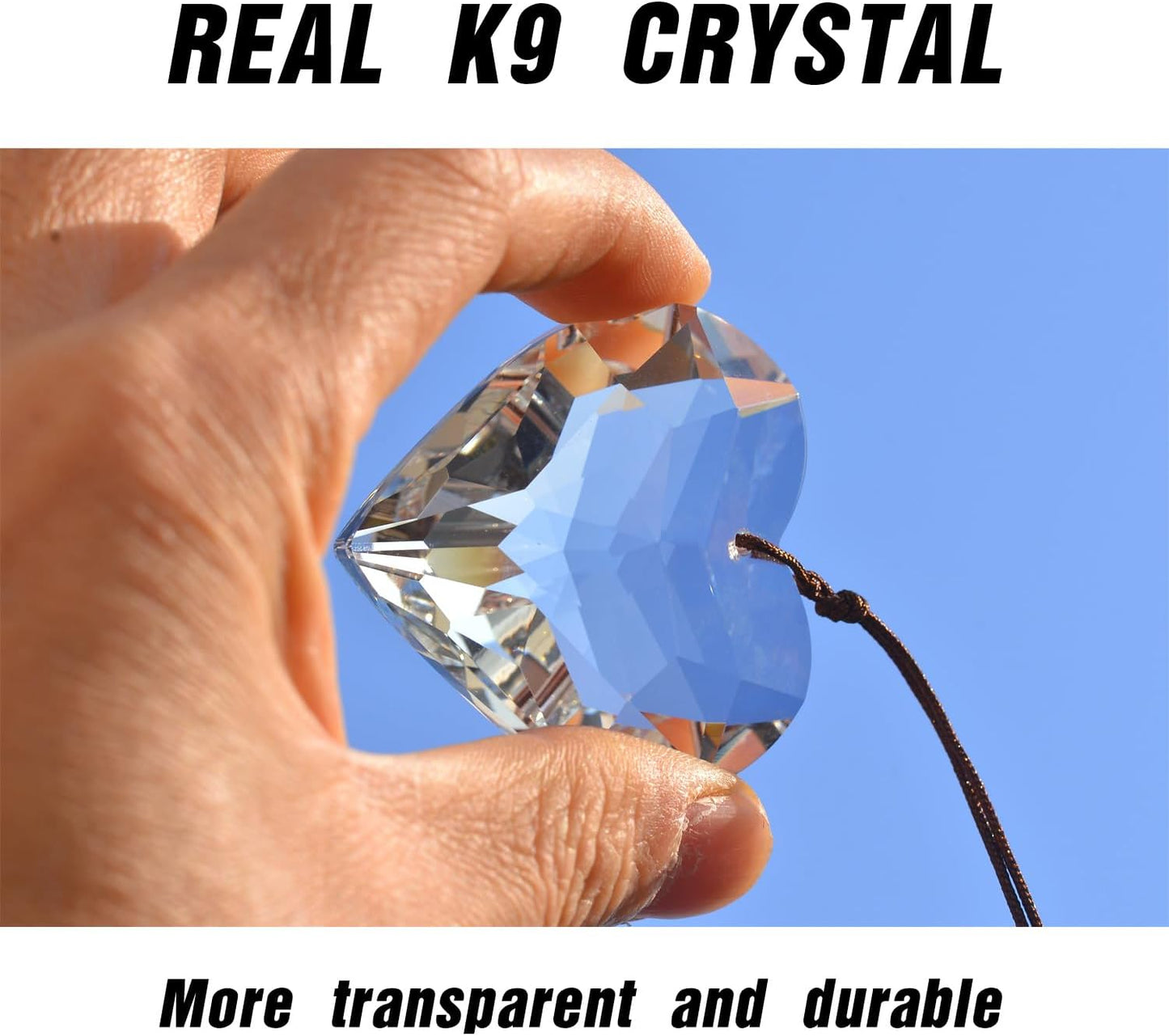 2PCS Heart Crystal Sun Catcher Prisms, STINO Hanging Suncatchers with Glass Prism Decor, Rainbow Maker for Windows, Room, Kitchen, Garden Crystal Decor (1, Heart Clear 2Pcs)