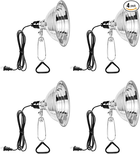Simple Deluxe Clamp Lamp Light 150 Watt with 8.5 Inch Aluminum Reflector (no Bulb Included), 6 Feet Cord, 4 Pack, Black