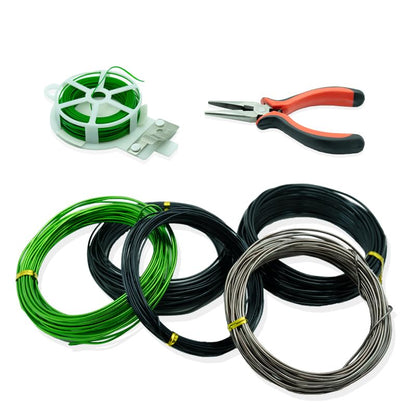 Bonsai Wire 7pcs-5 Rolls of Aluminum Bonsai Training Wire, Cutting Pliers and Plant Ties with Cutter 50 Meter Bonsai Tool Set, Adjustable Anodized Wire 1/1.5/2.0 mm for Bonsai Tree Training DIY Tools