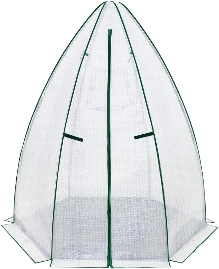 Greenhouse for Outsides, 54”x 54”x 71” Heavy Duty Green House Tent with Durable PE Cover, Garden Plant Protector with Zippered Door Mesh Window for Vegetables Flowers Fruits Herbs, White