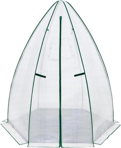 Greenhouse for Outsides, 54”x 54”x 71” Heavy Duty Green House Tent with Durable PE Cover, Garden Plant Protector with Zippered Door Mesh Window for Vegetables Flowers Fruits Herbs, White