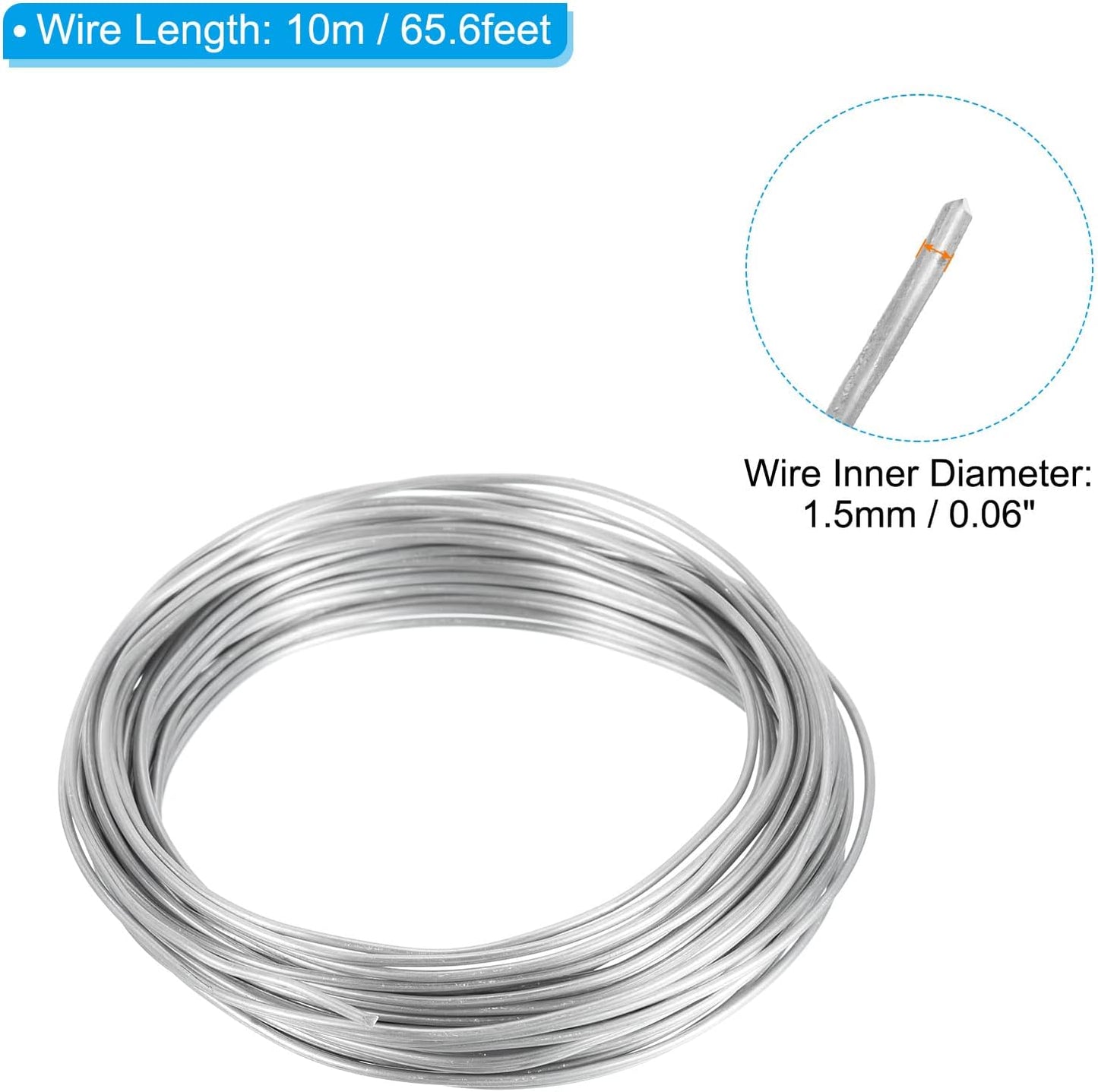 PATIKIL 1.5mm Bonsai Training Wire, 2 Rolls Floral Wire Stems Anodized Aluminum Tree Wire 65.6 Feet Total for Gardening Branch Fixing, Silver Tone