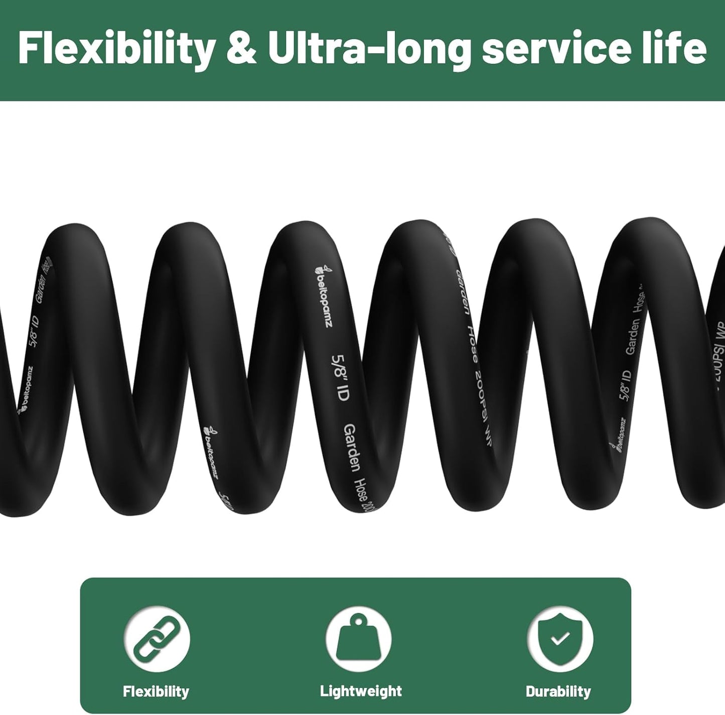 Short Garden Hose 5 ft x 5/8" Female to Female, Heavy Duty Small Water Hose Extend Connector, Leak-Free Connections Hybrid Rubber Leader Hose with 3/4" Double GHT Fittings, Black