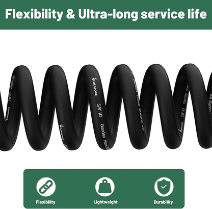 Short Garden Hose 1 ft x 5/8 in Small Water Hose Extend Connector, Lightweight Rubber Hybrid Leader Hose, Leak-Free Connections,Male to Female Fittings, Black